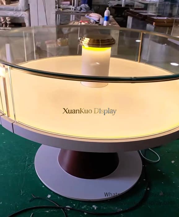 glass jewellery display cabinets custom jewelry shop furniture , glowing base lighting for retail jewellery boutique.