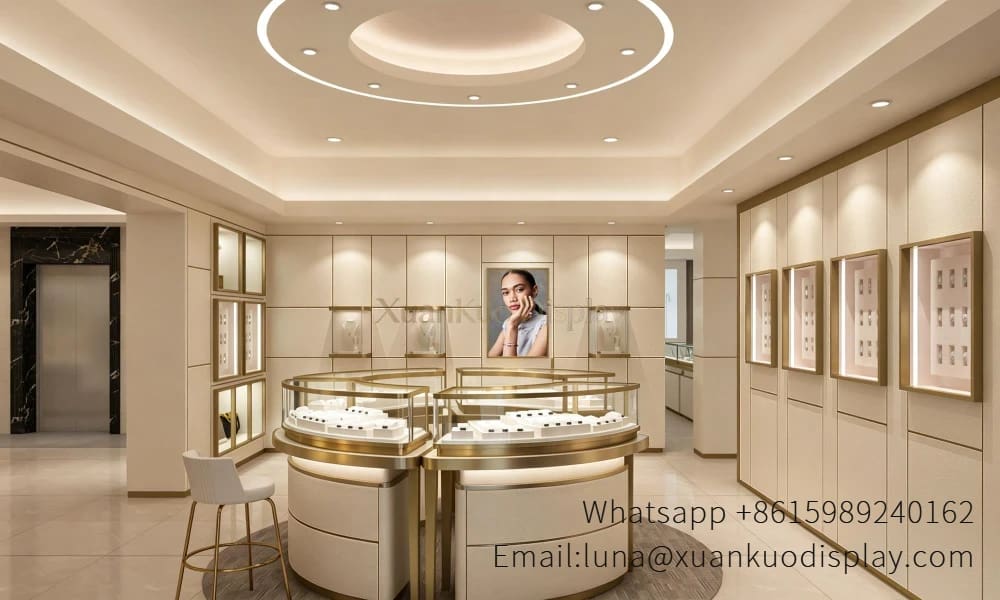 custom jewelry display cabinet with stainless steel