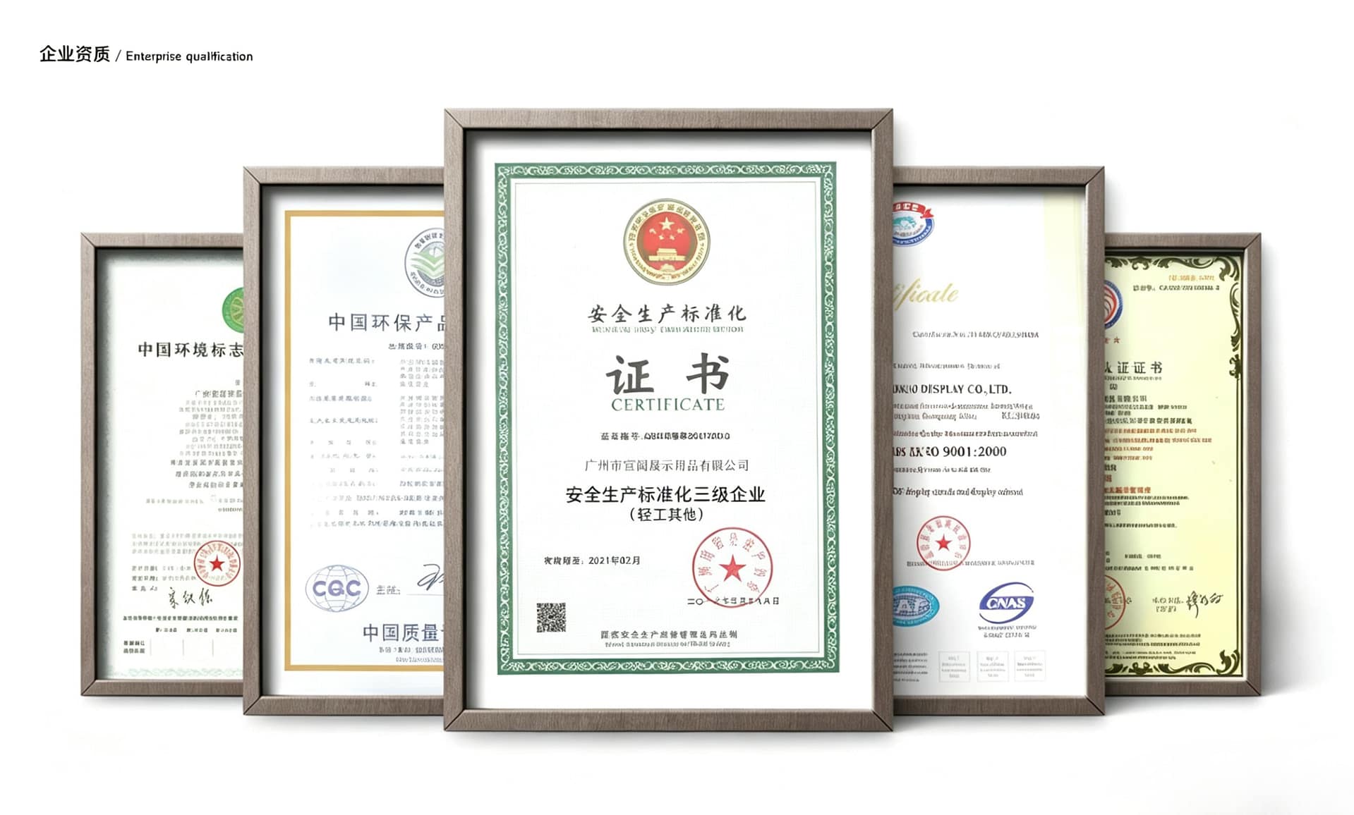 Xuankuo Display enterprise qualification certificates and certifications