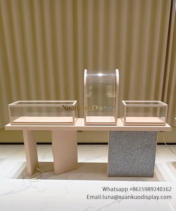 jewellery shop interior design Vietnam jewelry display with stainless steel frame