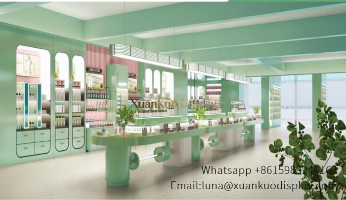 glass jewellery display cabinets light green led arched perfume wall display cabinet curved central beauty counter