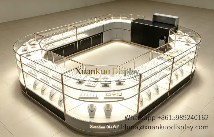 Jewelry Kiosk Design Glass Mall Display Booth