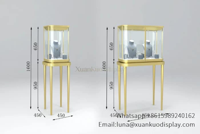 glass jewellery display cabinets brushed gold pedestal store display cases rectangular glass jewelry showcase with necklace busts