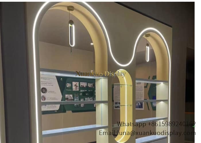 display racks arched led beauty salon wall