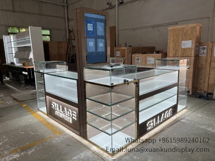 jewellery shop interior design Vietnam custom jewelry mall kiosk with led glass display (6)