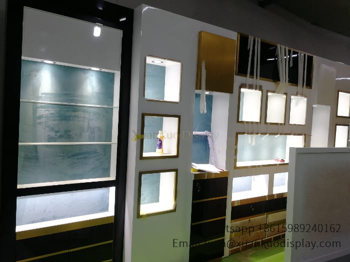 glass jewellery display cabinets modular wall mounted display shelf jewelry showroom wall display unit with lock storage drawers