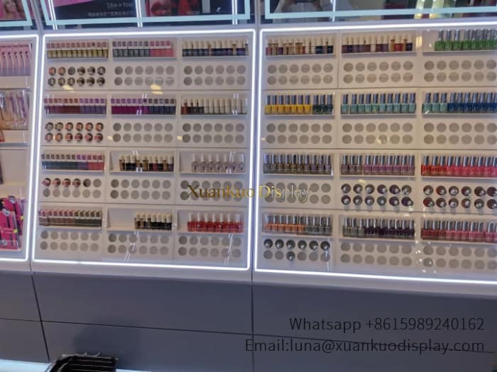 jewellery shop interior design Vietnam wall grid shelf cosmetic retail store