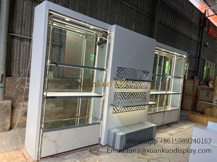 glass jewellery display cabinets luxury bag showcase gold frame glass display cabinet
