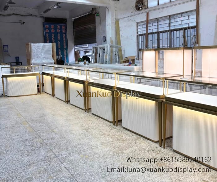 Custom modern jewelry showcase cabinet, lockable glass compartment for luxury jewelry shop display