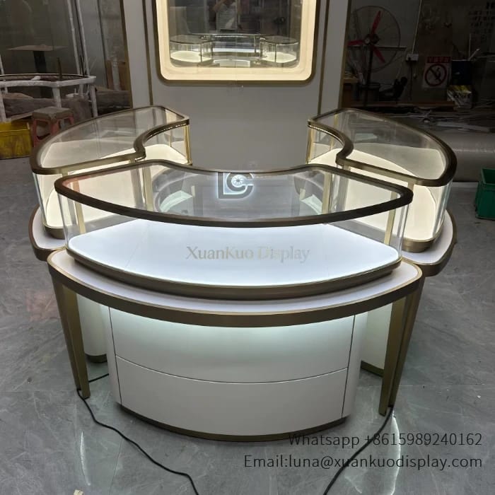 Jewelry Display Showcase Curved Luxury Custom Cabinet