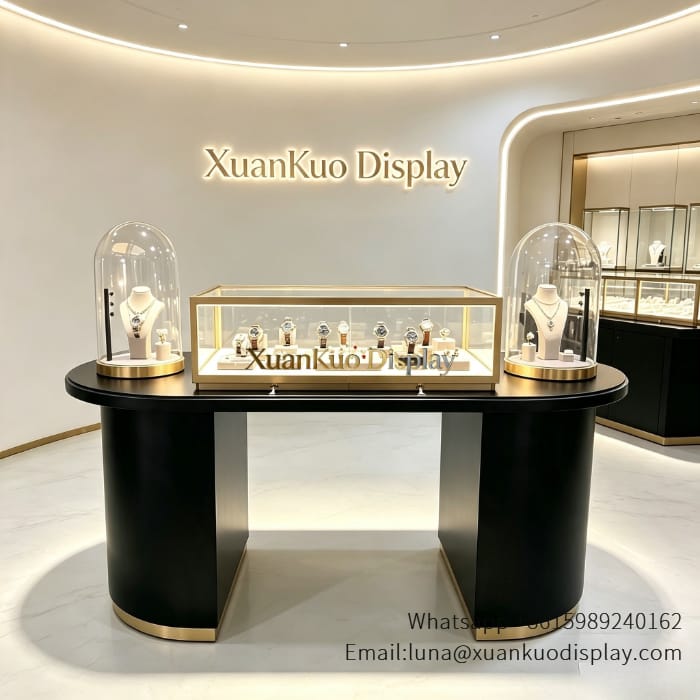 Countertop Jewelry Display Cases – Black Oval Island Showcase