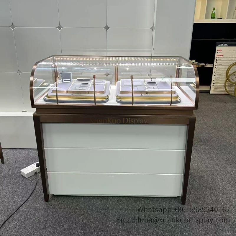 jewellery shop interior design Vietnam stainless steel frame jewelry shop furniture with led light